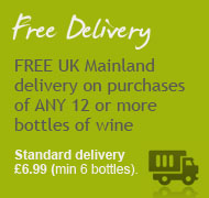 When buying wines we offer free delivery for 12 bottles of wine purchased, £6.99 for 6 bottles bought.